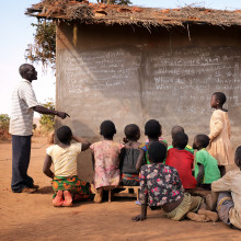 Children in Africa at school outside