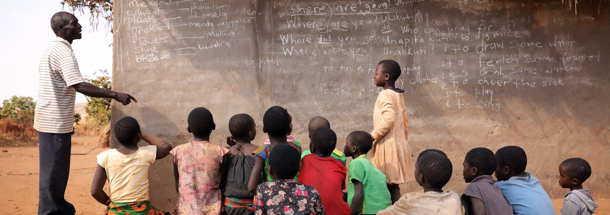 Children in Africa at school outside